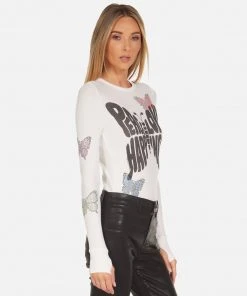Lauren Moshi Long Sleeve McKinley Crystal Love Butterfly