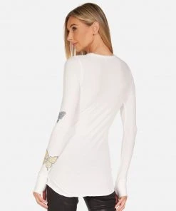 Lauren Moshi Long Sleeve McKinley Crystal Love Butterfly