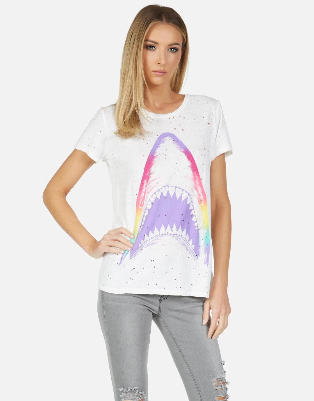 Lauren Moshi Short Sleeve Bess Rainbow Shark