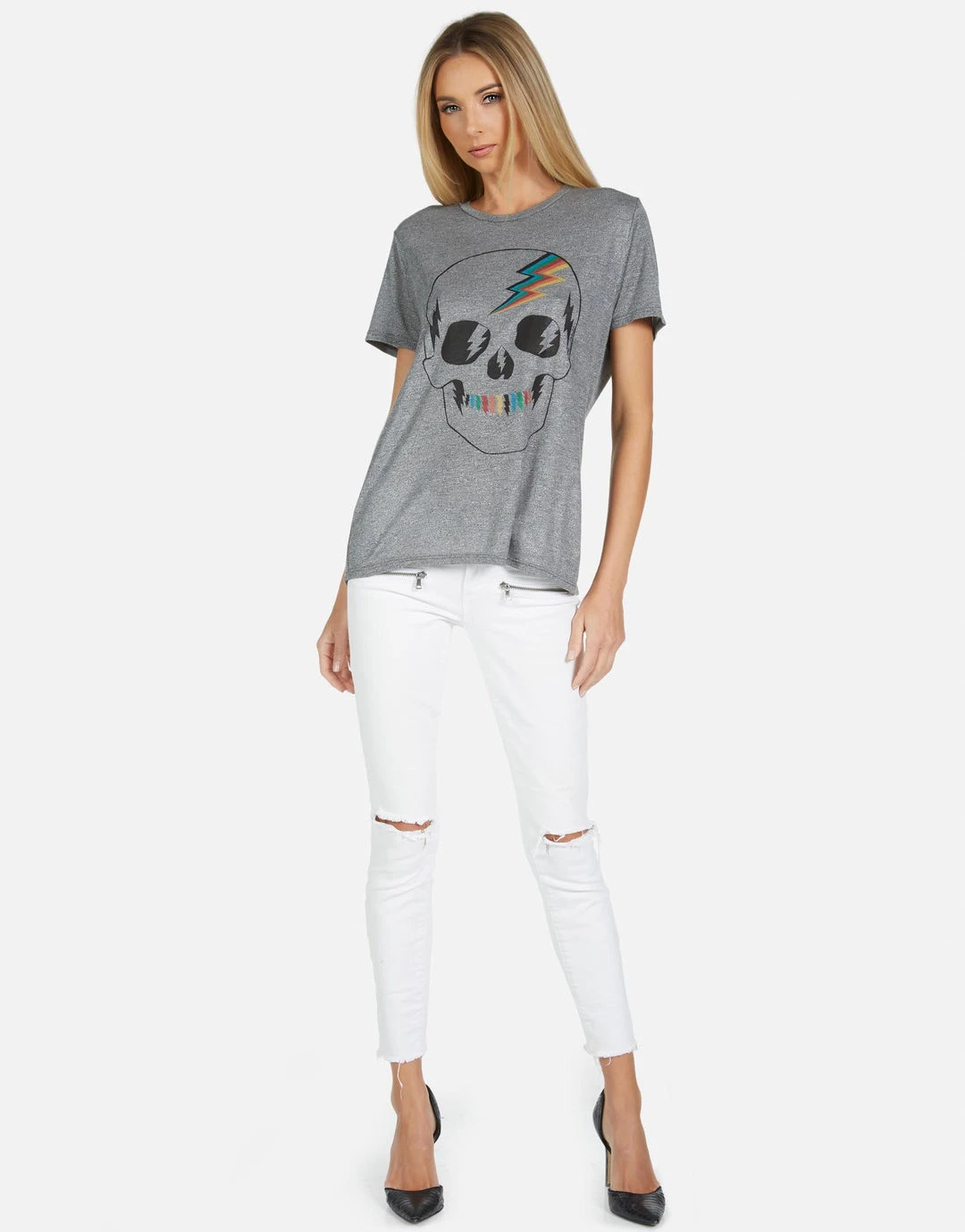 Lauren Moshi Short Sleeve Capri Electric Skull