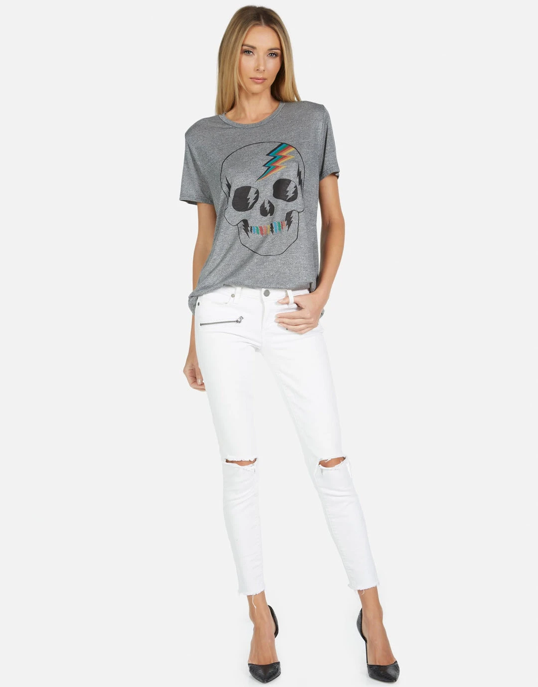 Lauren Moshi Short Sleeve Capri Electric Skull