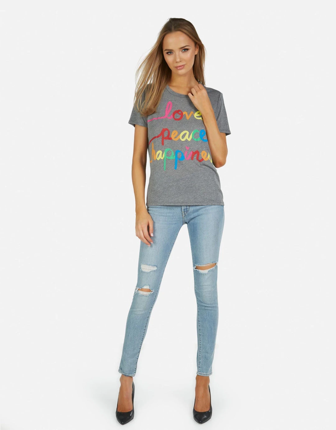 Lauren Moshi Short Sleeve Capri Love Peace Happiness