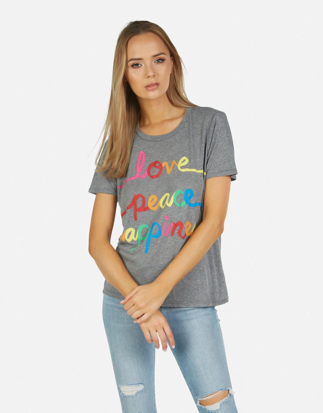 Lauren Moshi Short Sleeve Capri Love Peace Happiness