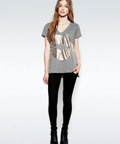 Lauren Moshi Short Sleeve Emmalyn Rose Gold Foil Lip