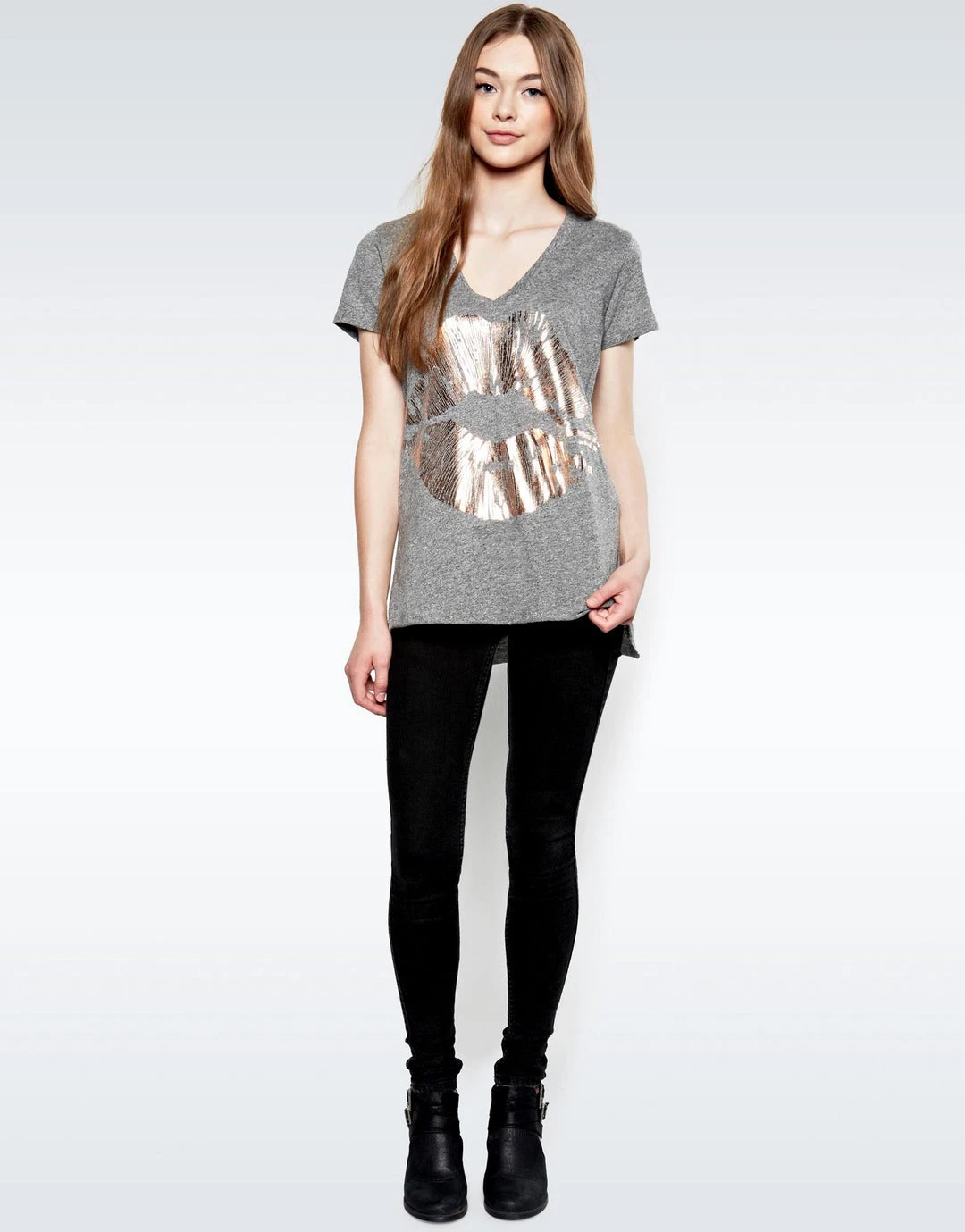 Lauren Moshi Short Sleeve Emmalyn Rose Gold Foil Lip