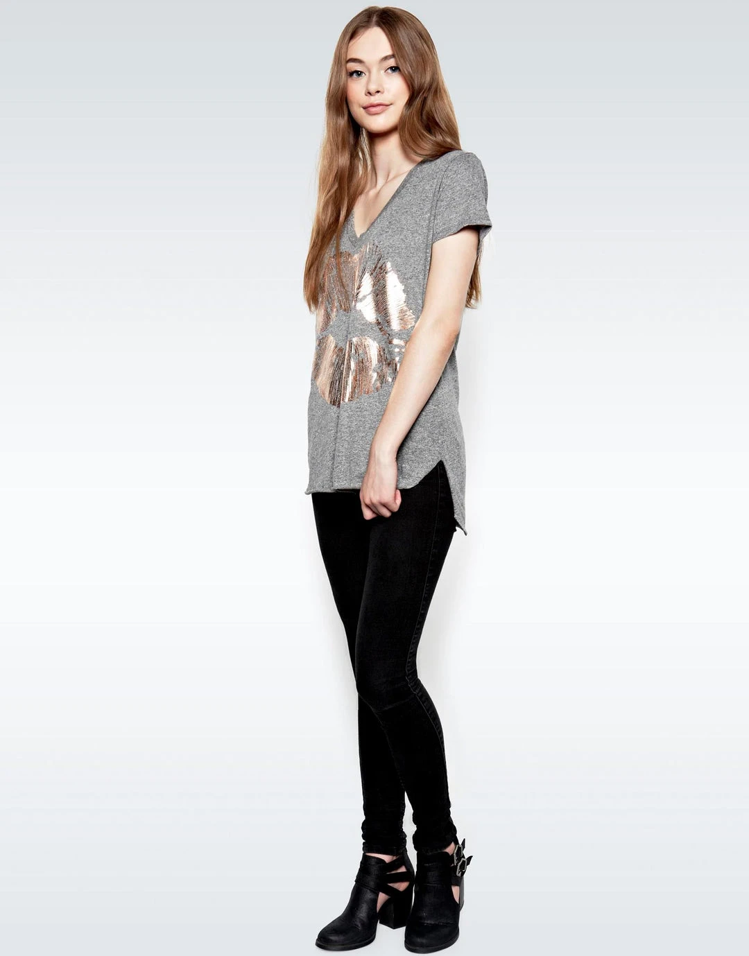 Lauren Moshi Short Sleeve Emmalyn Rose Gold Foil Lip