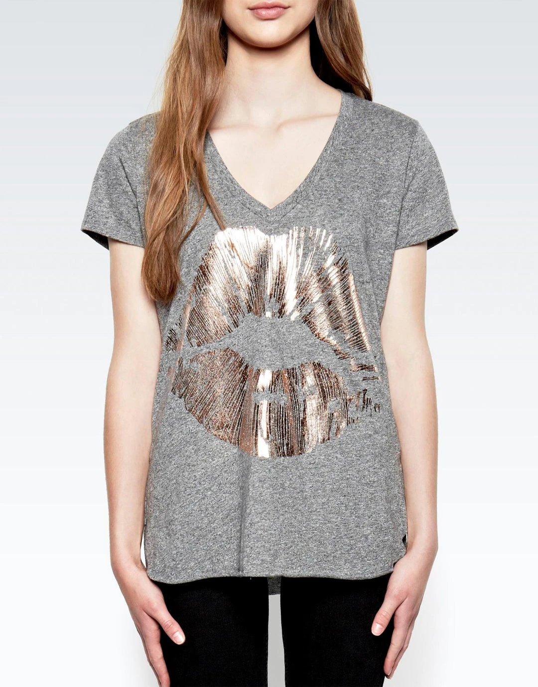 Lauren Moshi Short Sleeve Emmalyn Rose Gold Foil Lip