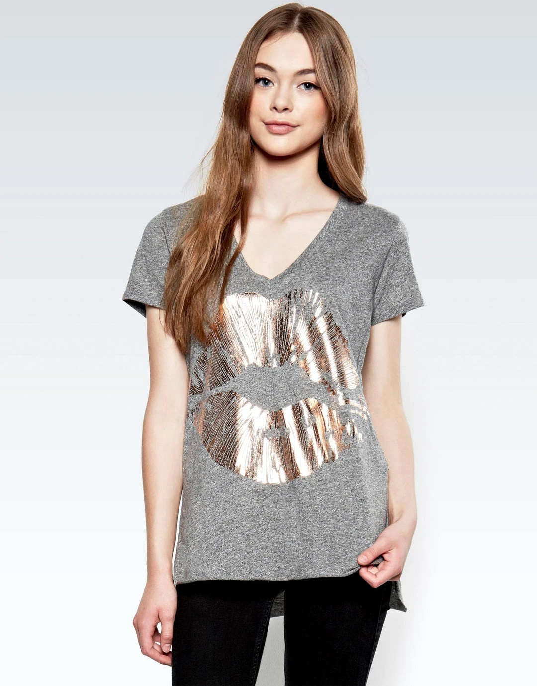 Lauren Moshi Short Sleeve Emmalyn Rose Gold Foil Lip