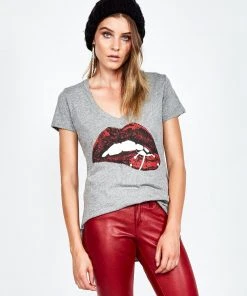 Lauren Moshi Short Sleeve Emmalyn Pierced Biting Lip