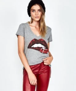 Lauren Moshi Short Sleeve Emmalyn Pierced Biting Lip