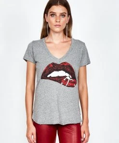 Lauren Moshi Short Sleeve Emmalyn Pierced Biting Lip