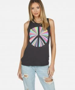 Lauren Moshi Peyton Rainbow Ray Peace Tanks