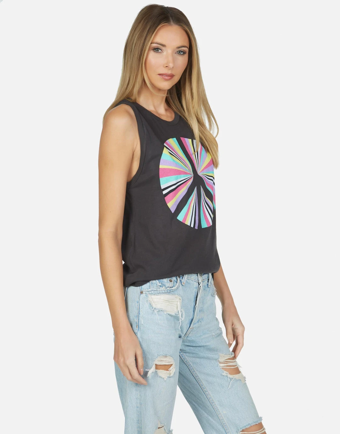 Lauren Moshi Peyton Rainbow Ray Peace Tanks