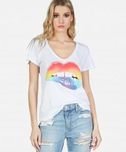 Lauren Moshi Cruz Rainbow Biting Lip Short Sleeve