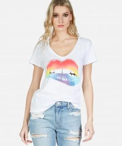 Lauren Moshi Cruz Rainbow Biting Lip Short Sleeve