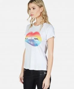 Lauren Moshi Short Sleeve Moxie Rainbow Biting Lip