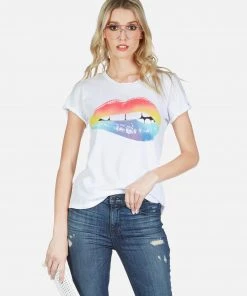 Lauren Moshi Short Sleeve Moxie Rainbow Biting Lip