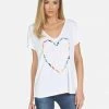 Lauren Moshi Celine Rainbow Electric Heart Short Sleeve