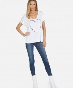 Lauren Moshi Celine Rainbow Electric Heart Short Sleeve