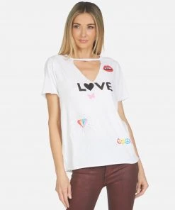 Lauren Moshi Short Sleeve Jhene Crystal Love Elements
