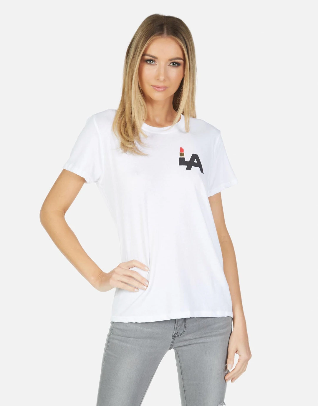 Lauren Moshi Short Sleeve Cecilia Lipstick LA