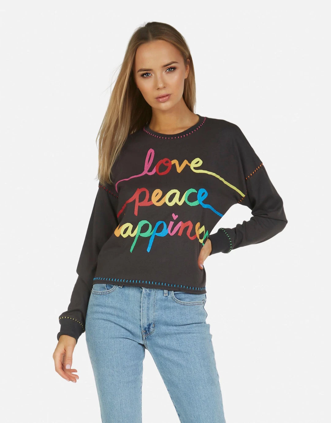 Lauren Moshi Brita Love Peace Happiness Long Sleeve