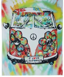 Lauren Moshi Brinkley Tie Dye Peace Bus Square Blanket Towel For Two