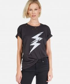 Lauren Moshi Wolf Cracked Lightning Bolt Short Sleeve