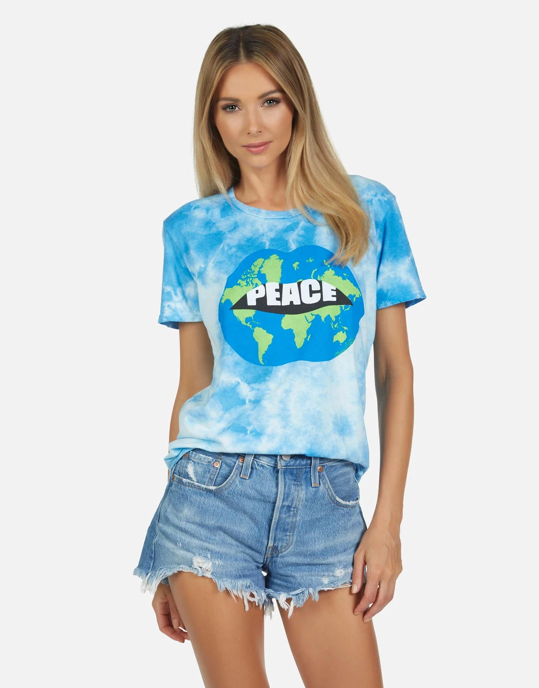 Lauren Moshi Short Sleeve Wolf World Peace Lips
