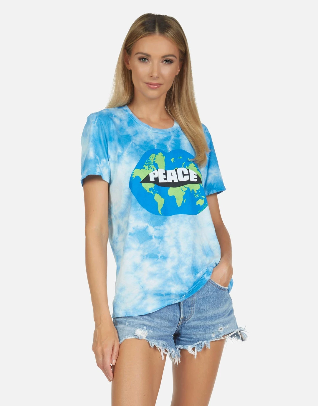 Lauren Moshi Short Sleeve Wolf World Peace Lips