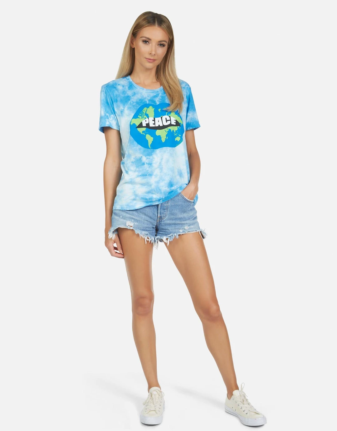 Lauren Moshi Short Sleeve Wolf World Peace Lips