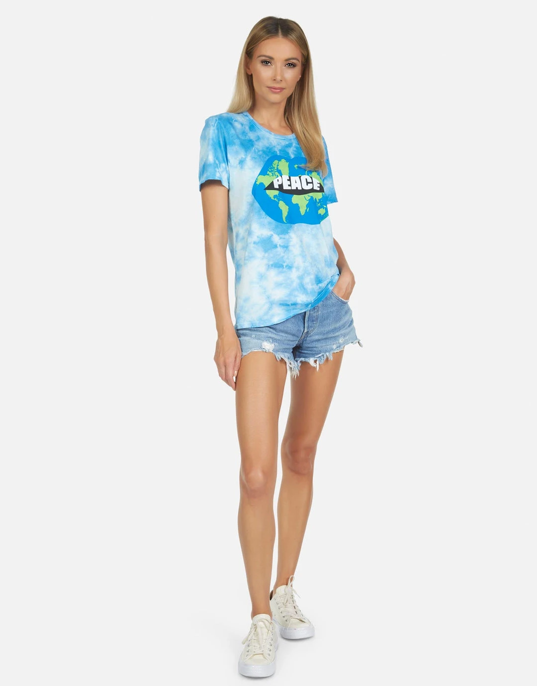 Lauren Moshi Short Sleeve Wolf World Peace Lips