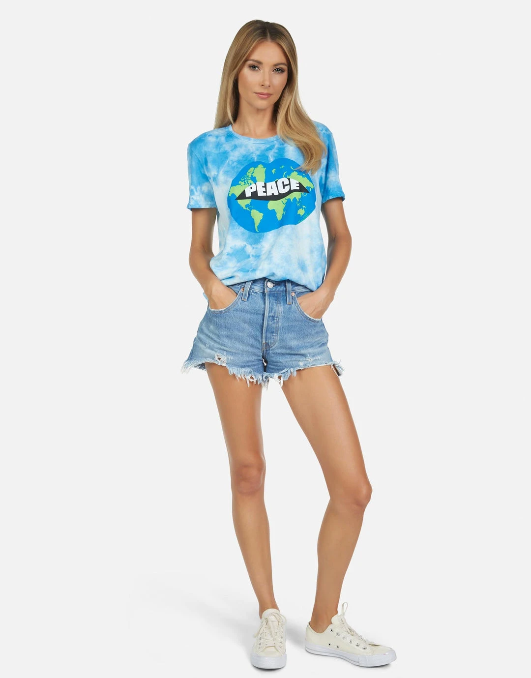 Lauren Moshi Short Sleeve Wolf World Peace Lips