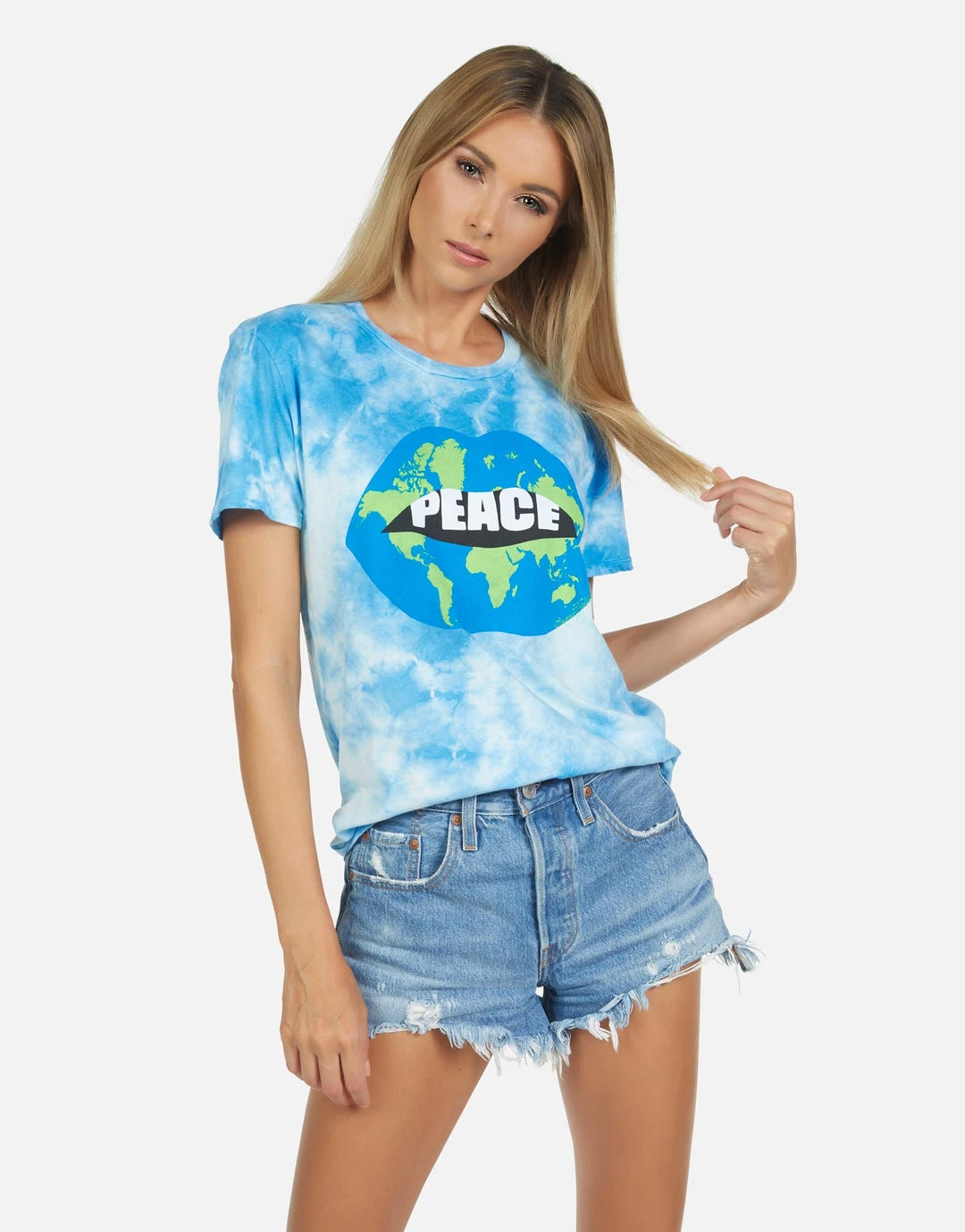 Lauren Moshi Short Sleeve Wolf World Peace Lips
