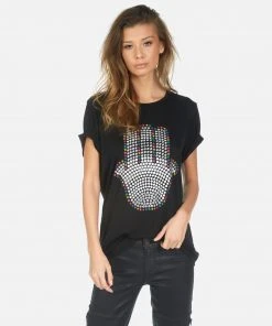 Lauren Moshi Short Sleeve Wolf Hamsa Elements