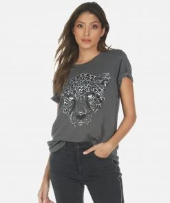 Lauren Moshi Short Sleeve Wolf Heart Leopard