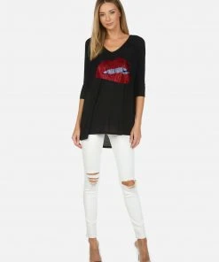 Lauren Moshi X Tops Eva X Crystal Biting Lip