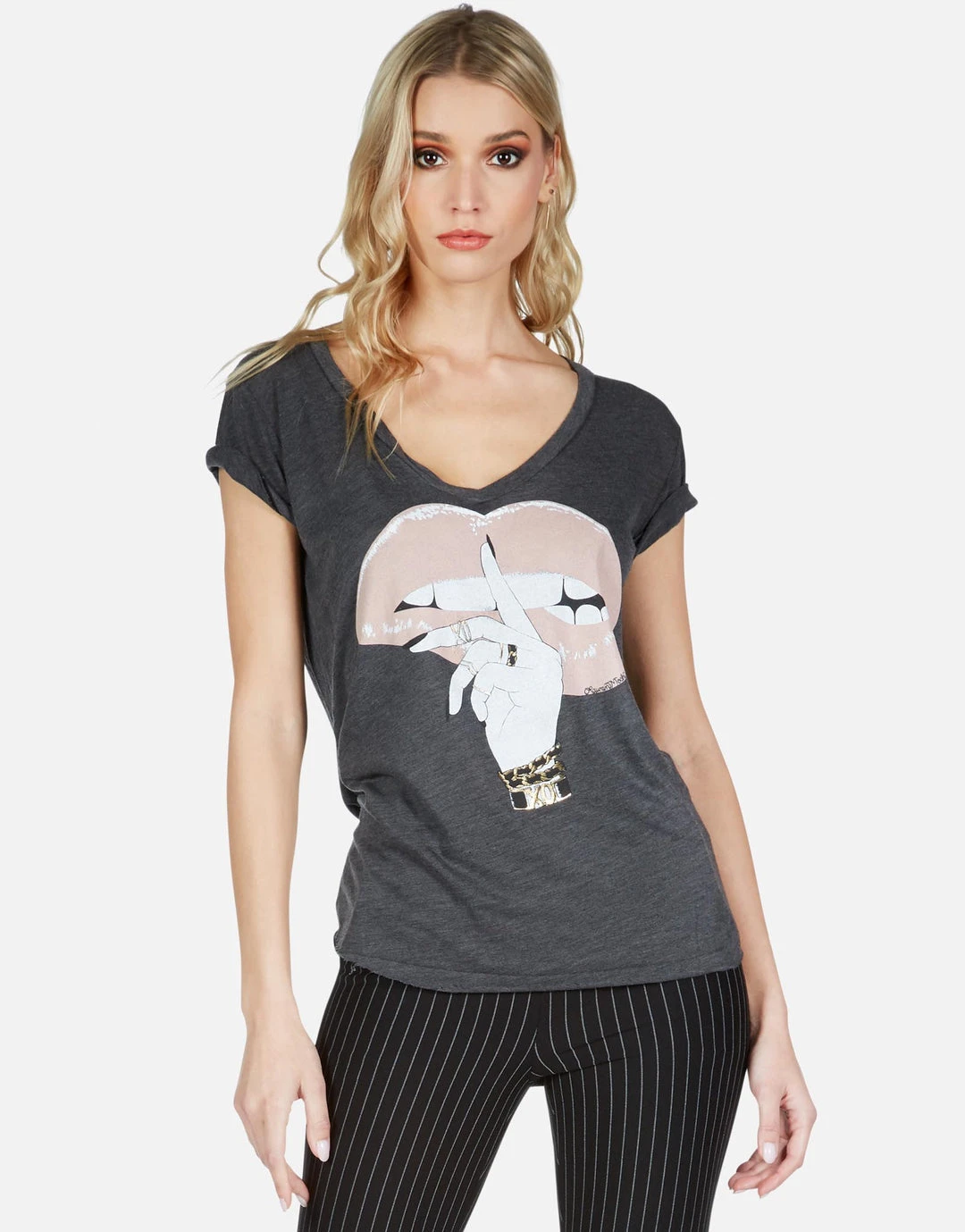 Lauren Moshi Emmalyn XO Shh Lip Short Sleeve