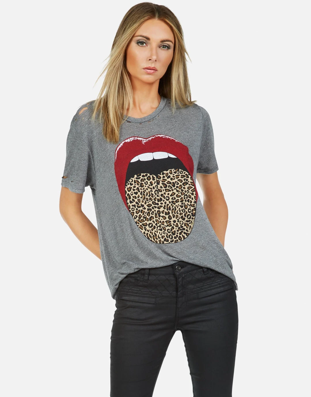 Lauren Moshi Short Sleeve Capri Leopard Tongue