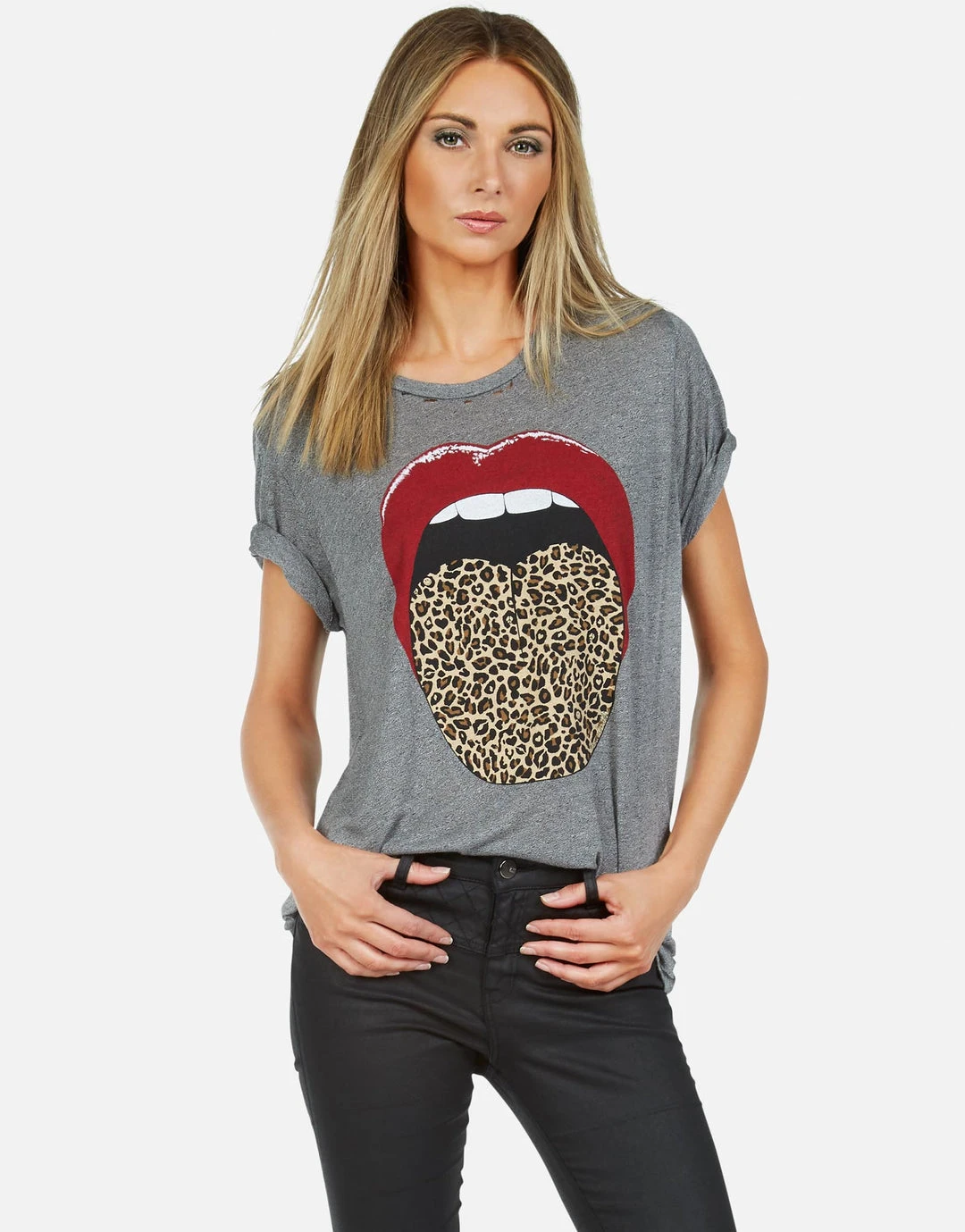Lauren Moshi Short Sleeve Capri Leopard Tongue