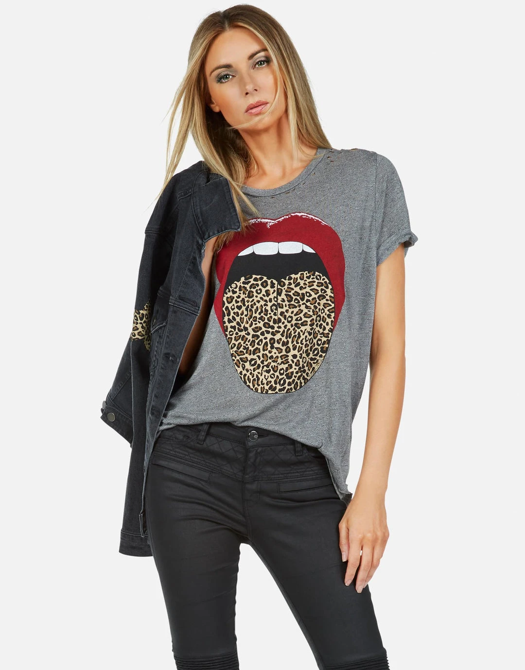 Lauren Moshi Short Sleeve Capri Leopard Tongue