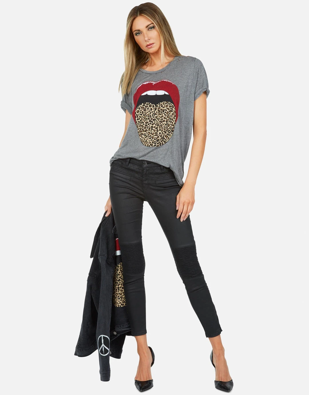 Lauren Moshi Short Sleeve Capri Leopard Tongue