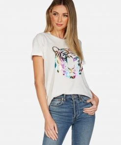 Lauren Moshi Edda Neon Tiger Face Short Sleeve