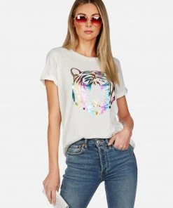 Lauren Moshi Edda Neon Tiger Face Short Sleeve