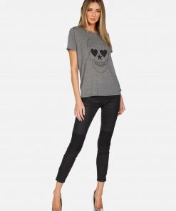 Lauren Moshi Short Sleeve Capri Peace Love Skull