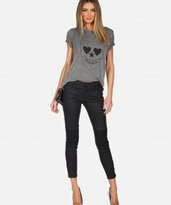 Lauren Moshi Short Sleeve Capri Peace Love Skull