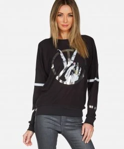 Lauren Moshi Chrissy Peace Sign Hand Long Sleeve