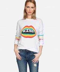 Lauren Moshi Long Sleeve Chrissy Rainbow Kiss Lip