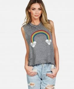 Lauren Moshi Kinzington Rainbow Skull Cloud Tanks