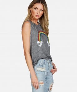 Lauren Moshi Kinzington Rainbow Skull Cloud Tanks